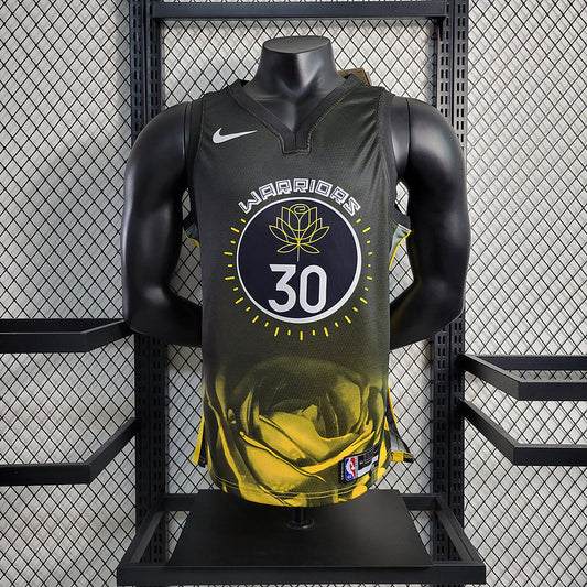 Golden State Warriors Black And Yellow Classic Swingman Jersey #30 Stephen Curry