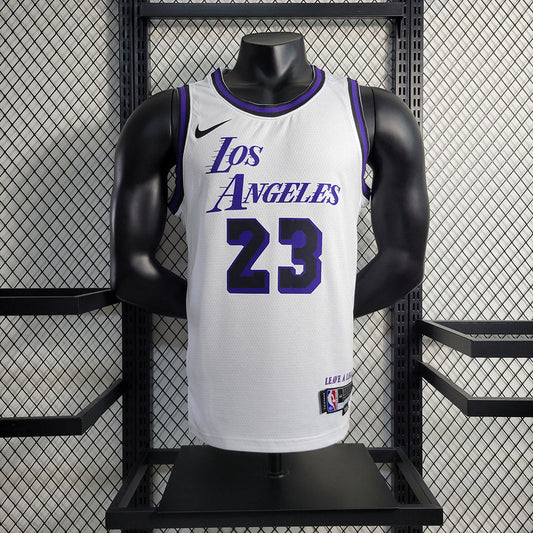 Los Angeles Lakers Nike Classic Edition White And Purple Swingman Jersey #23 LeBron James