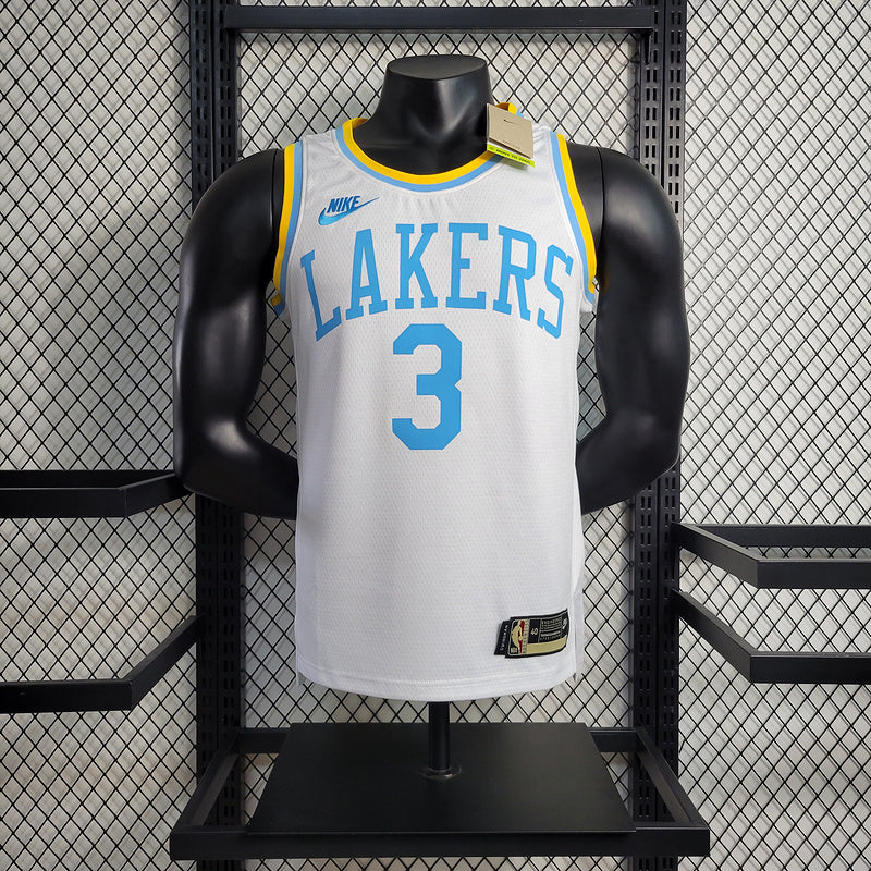 Los Angeles Lakers Nike Classic Edition White And Blue Swingman Jersey #3 Anthony Davis