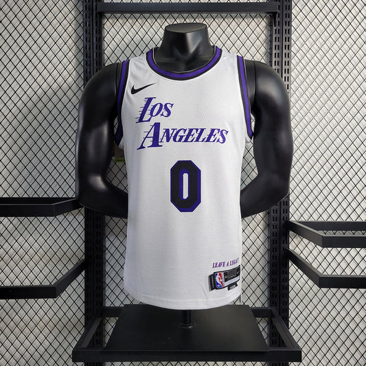 Los Angeles Lakers Nike Classic Edition White And Purple Swingman Jersey #0 Russell Westbrook