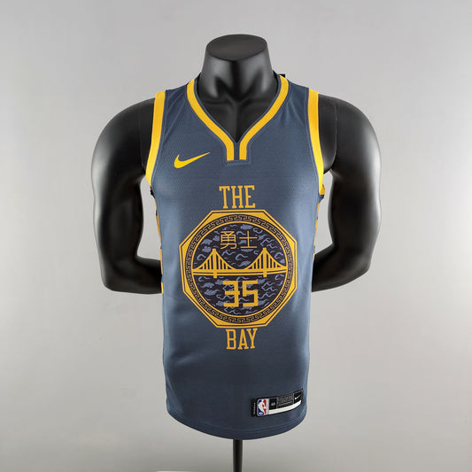 Golden State Warriors Grey And Gold Jersey #35 Kevin Durant