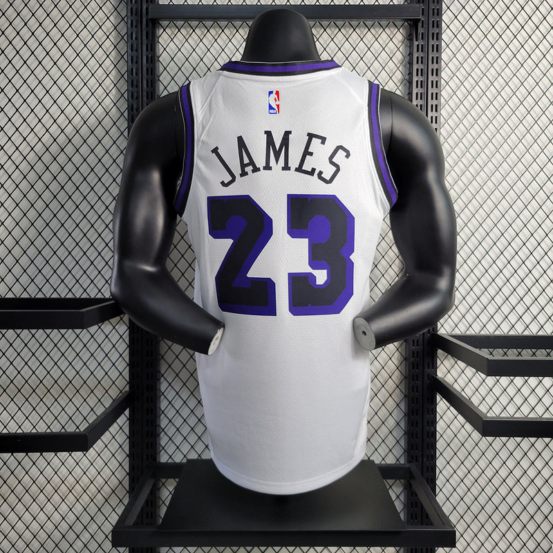 Los Angeles Lakers Nike Classic Edition White And Purple Swingman Jersey #23 LeBron James