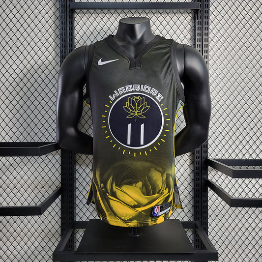 Golden State Warriors Black And Yellow Classic Swingman Jersey #11 Klay Thompson