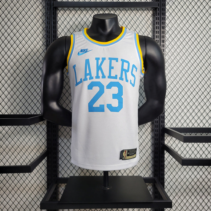 Los Angeles Lakers Nike Classic Edition White And Blue Swingman Jersey #23 LeBron James