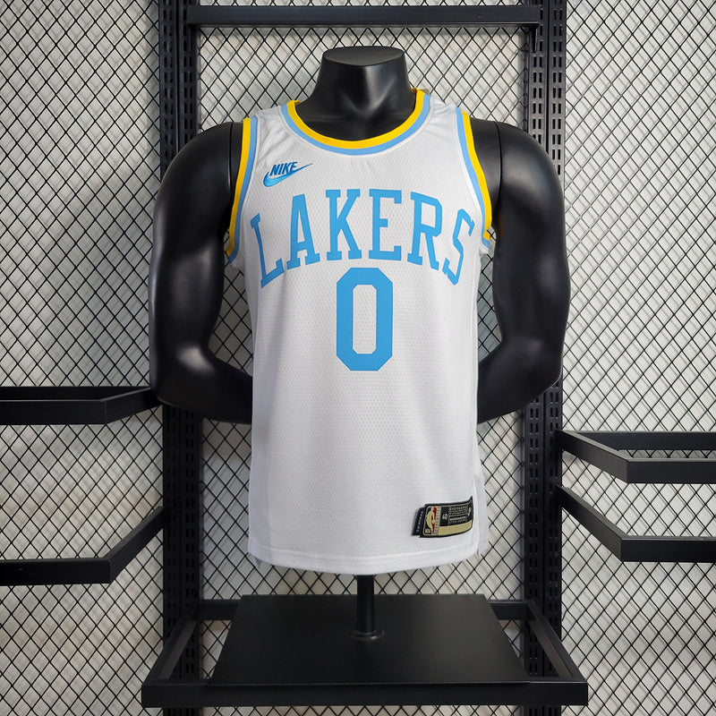 Los Angeles Lakers Nike Classic Edition White And Blue Swingman Jersey #0 Russel Westbrook