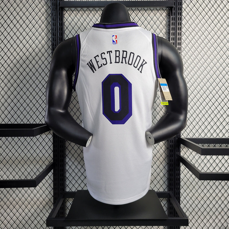 Los Angeles Lakers Nike Classic Edition White And Purple Swingman Jersey #0 Russell Westbrook