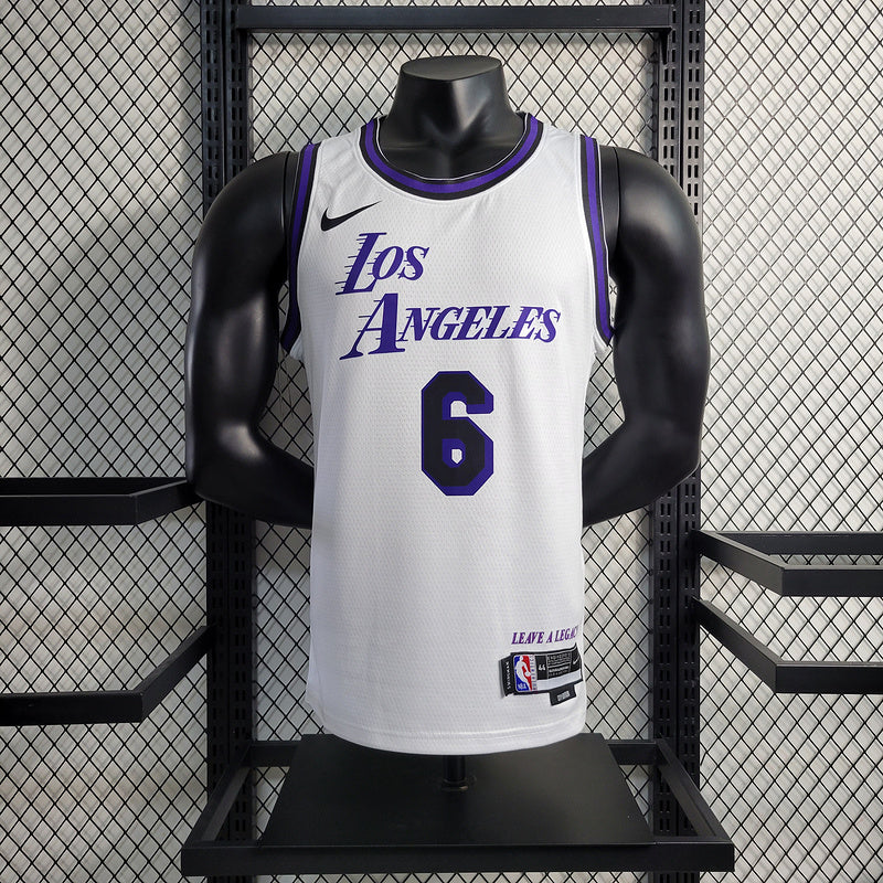 Los Angeles Lakers Nike Classic Edition White And Purple Swingman Jersey #6 LeBron James