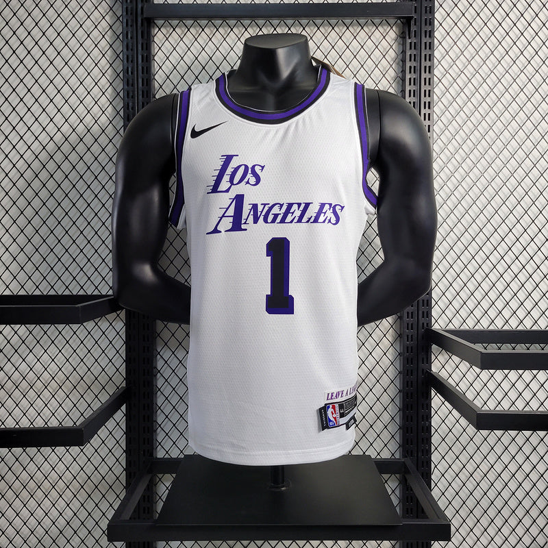 Los Angeles Lakers Nike Classic Edition White And Purple Swingman Jersey #1 Russell Westbrook