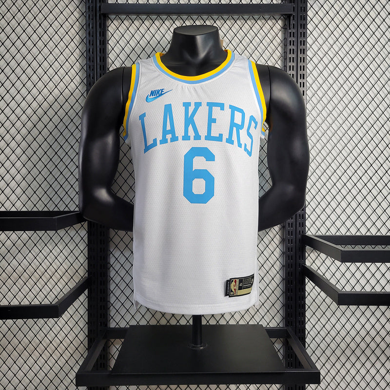 Los Angeles Lakers Nike Classic Edition White And Blue Swingman Jersey #6 LeBron James